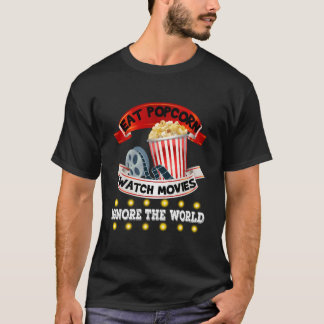 ポップコーンを食べながら映画鑑賞 世界を忘れて Tシャツ