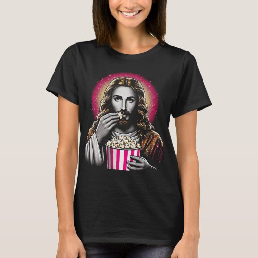 ポップコーンを食べるイエスTシャツ! Tシャツ (正面)