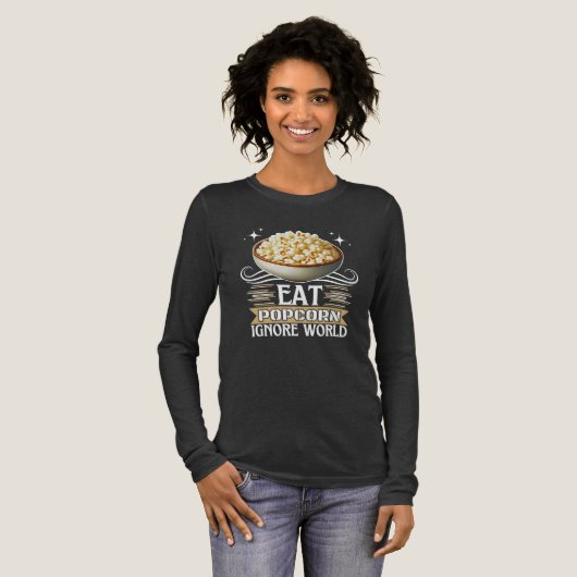 ポップコーンを食べ世界を無視 トライブレンドTシャツ (正面全体)