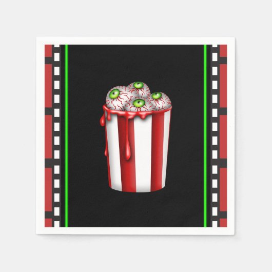 ポップコーンアイボールハロウィーン右ナイトパーティーの好意 スタンダードカクテルナプキン (正面)