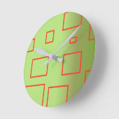 ポップコーンアニメグリーンレッド長方形 ラウンド壁時計 (傾斜)