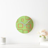 ポップコーンアニメグリーンレッド長方形 ラウンド壁時計 (ホーム)