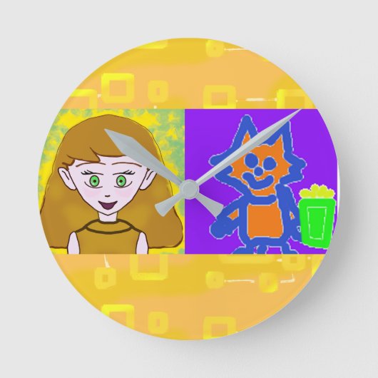 ポップコーンアニメワンモーメントPlease Wall Clock ラウンド壁時計 (正面)