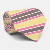 ポップコーンイエローバブルガムピンクコーヒーブラウンストライプコーヒー ネクタイ (ロール)