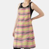 ポップコーンイエローバブルガムピンクコーヒーブラウンプレイド エプロン (インサイチュ)