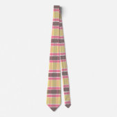 ポップコーンイエローバブルガムピンクコーヒーブラウンプレイド ネクタイ (正面)