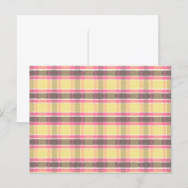 ポップコーンイエローバブルガムピンクコーヒーブラウンプレイド ポストカード