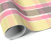 ポップコーンイエローバブルガムピンクコーヒーブラウンプレイド ラッピングペーパー (ロールコーナー)
