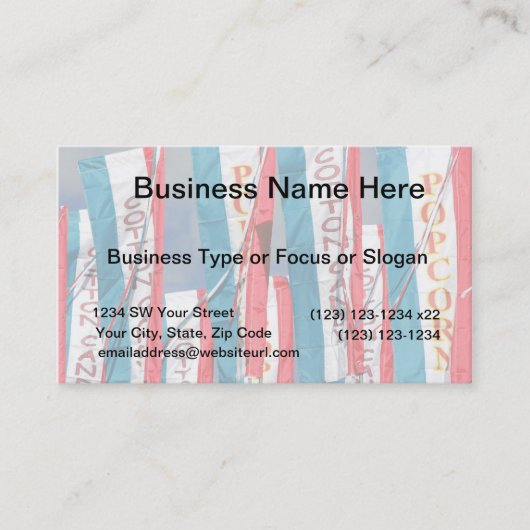 ポップコーンコットンキャンディフェアフラグ 名刺 (正面)