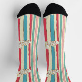 ポップコーンストライプソックス – ムービーナイトおもしろいデザイン ソックス (上部)
