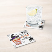 ポップコーントリックまたはトリートスクエアシール スクエアペーパーコースター (インサイチュ)