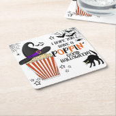 ポップコーントリックまたはトリートスクエアシール スクエアペーパーコースター (アングル)