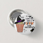 ポップコーントリックまたはトリートスクエアステッカースクエア紙 缶バッジ (正面&裏面)