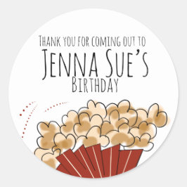 ポップコーンドードルムービーアウトドアパーティー誕生日 ラウンドシール