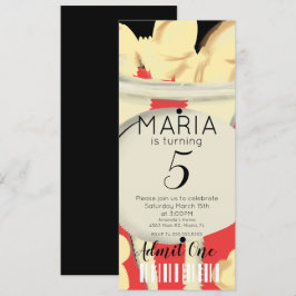 ポップコーンハンドドロードムービーチケットスタイルパーティーI 招待状