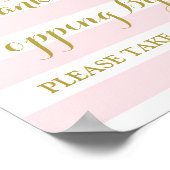 ポップコーンバーサイン ピンクのストライプ ゴールドの雪の結晶 ポスター (角)