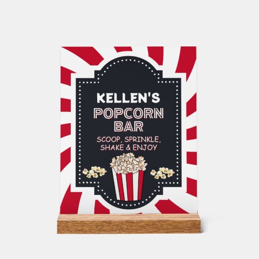 ポップコーンバー – アクリルテーブルパーティーのサイン アクリルサイン (正面)