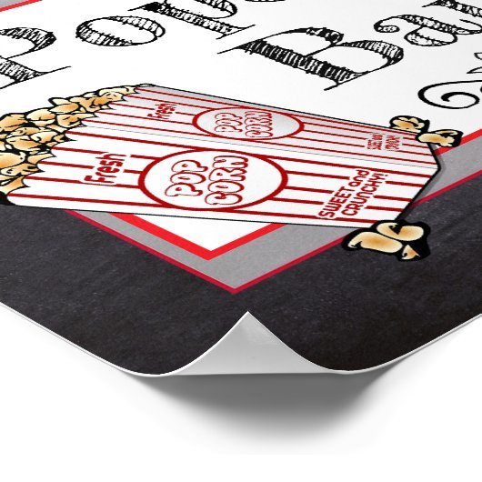 ポップコーンバー ウェディングまたはベビーシャワー サイン ポスター (角)