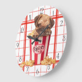 ポップコーンパグの子犬 ラージ壁時計 (傾斜)