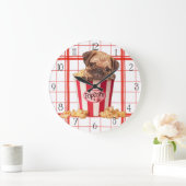ポップコーンパグの子犬 ラージ壁時計 (ホーム)