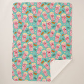 ポップコーンパターンムービーナイトシアターおもしろいティール（緑がかった色） シェルパブランケット (正面)