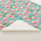 ポップコーンパターンムービーナイトシアターおもしろいティール(緑がかった色) シェルパブランケット (3/4)