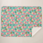 ポップコーンパターンムービーナイトシアターおもしろいティール(緑がかった色) シェルパブランケット (正面(横))