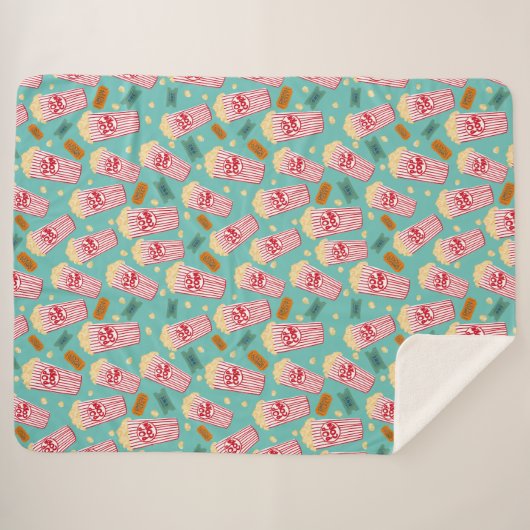 ポップコーンパターンムービーナイトシアターおもしろいティール（緑がかった色） シェルパブランケット (正面(横))