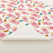 ポップコーンパターンムービーナイトシアターおもしろいホワイト シェルパブランケット (3/4)