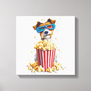 ポップコーンパップ � 映画鑑賞の犬 キャンバスプリント