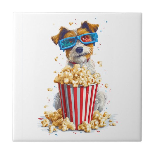 ポップコーンパピー � 映画の夜の犬 タイル (正面)