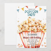 ポップコーンパーティーのテーマ招待状 招待状 (正面/裏面)