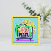 ポップコーンパーティー / ムービーナイト / スリーパー パーティーなど 招待状 (スタンド正面)