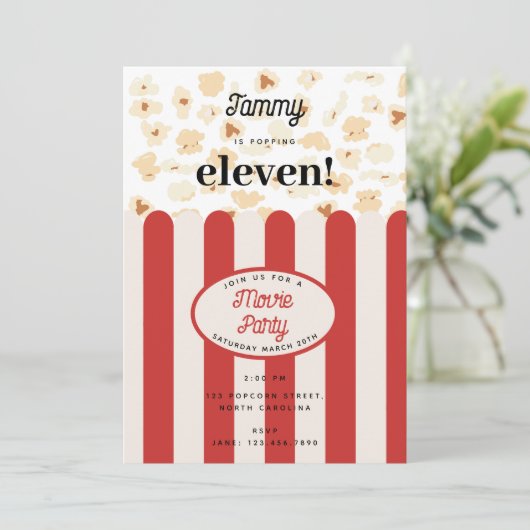 ポップコーンパーティー 誕生日パーティーのテーマ 招待状 (スタンド正面)