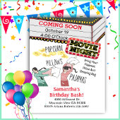 ポップコーンピローズパジャマスガールムービーナイト誕生日 招待状