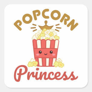 ポップコーンプリンセス映画館ポップコーンガールズウィメンズ スクエアシール