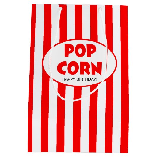 ポップコーンボックスムービーテーマパーソナライズされた抱き枕 ミディアムペーパーバッグ (裏面)