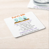 ポップコーンボールレシピ スクエアペーパーコースター (アングル)