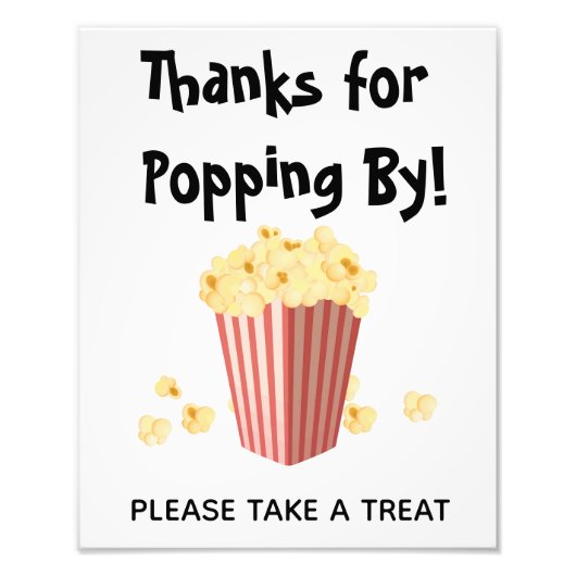 ポップコーンマニアの映画鑑賞 ウェディング シャワーパーティーのお菓子 サイン (正面)
