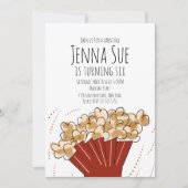 ポップコーンムービーアウトドアパーティー誕生日招待状 招待状 (正面)