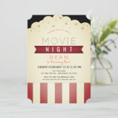 ポップコーンムービーナイトヴィンテージボーイ誕生日 招待状 (スタンド正面)