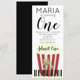 ポップコーンモダンムービーチケットスタイルパーティーインビタ 招待状