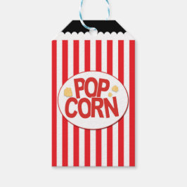 ポップコーンレッド&ホワイトストライプムービーパーティー ギフトタグ
