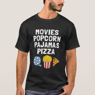 ポップコーン中毒映画ポップコーンパジャマピザ Tシャツ
