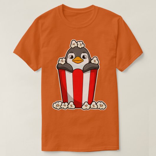 ポップコーン入りペンギン Tシャツ (デザイン正面)