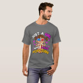 ポップコーン大好き女子の面白いデザイン Tシャツ (正面フル)