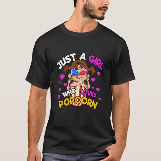 ポップコーン大好き女子 Tシャツ (正面)