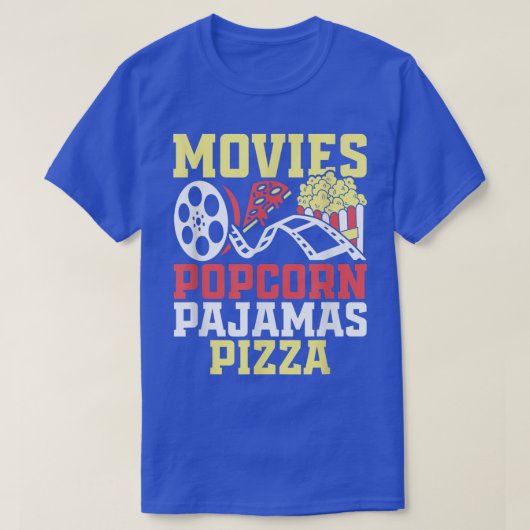 ポップコーン好きのためのピザ映画 Tシャツ (デザイン正面)