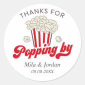 ポップコーン感謝していパーティー ラウンドシール (正面)