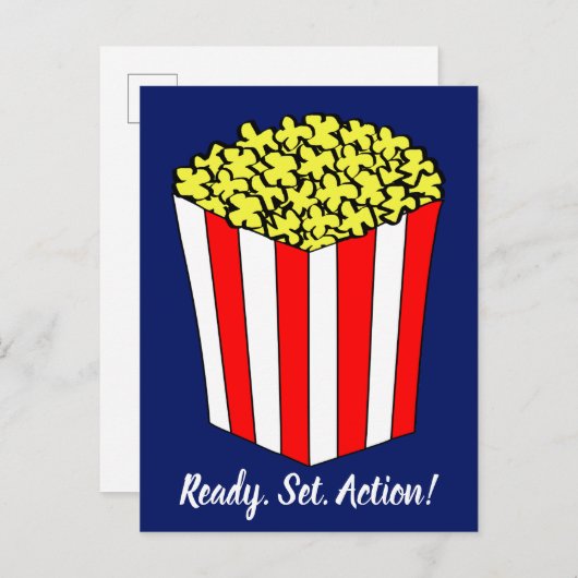 ポップコーン映画テーマの誕生日のパーティの招待状 インビテーションポストカード (正面/裏面)